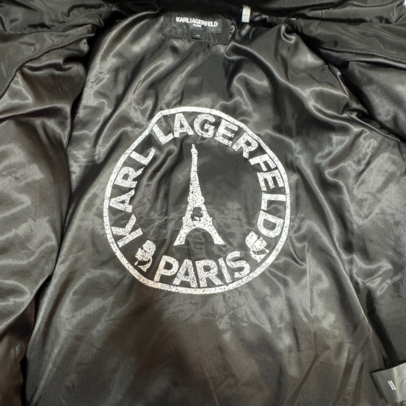 Karl Lagerfield Paris Short Hooded Down Puffer Jacket - Picture 7 of 8